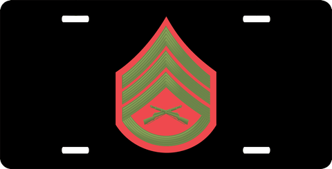 USMC E-6 Staff Sergeant Green Red Chevron License Plate