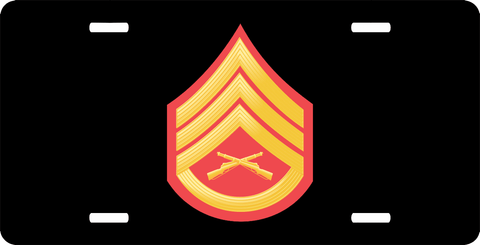 USMC E-6 Staff Sergeant Red Gold Chevron License Plate