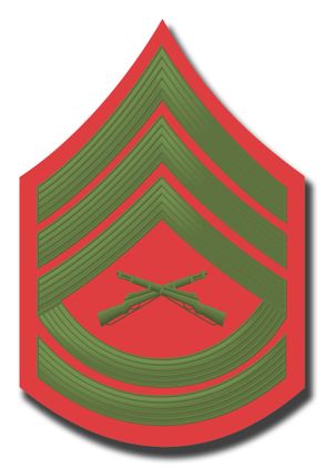 U.S.M.C. E-7 GUNNERY SERGEANT GREEN / RED CHEVRON DECAL