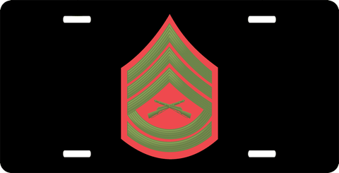 USMC E-7 Gunnery Sergeant Green Red Chevron License Plate