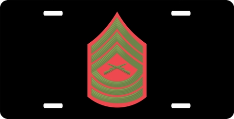 USMC E-8 Master Sergeant Green Red Chevron License Plate