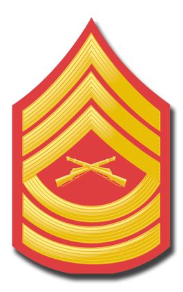 U.S.M.C. E-8 MASTER SERGEANT RED / GOLD CHEVRON DECAL