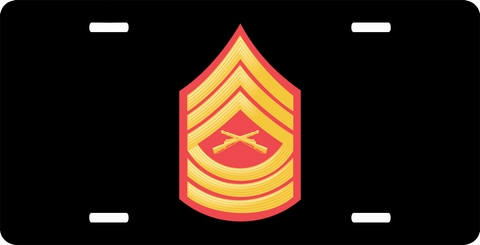USMC E-8 Master Sergeant Red Gold Chevron License Plate