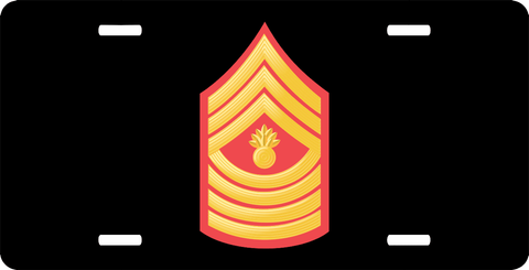 USMC E-9 Master Gunnery Sergeant Red Gold Chevron License Plate