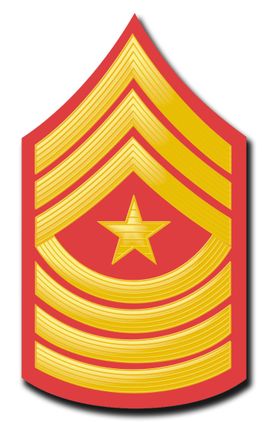 U.S.M.C. E-9 SERGEANT MAJOR RED / GOLD CHEVRON DECAL