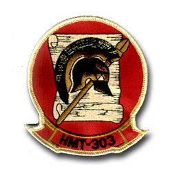 USMC Helicopter Training Squadron HMT-303 Hook & Loop Backed 4" Velcro Military Patch