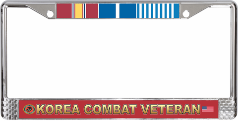 USMC Korea Combat Veteran 3-Ribbon Stack License Plate Frame