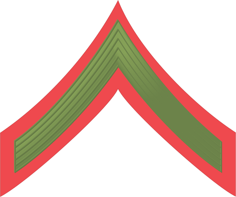 U.S.M.C. PRIVATE FIRST CLASS GREEN / RED CHEVRON DECAL