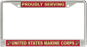 U.S.M.C. 'Proudly Serving' License Plate Frame