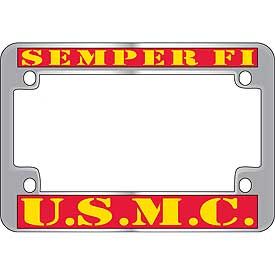 USMC SEMPER FI  Chrome Motorcycle License Plate Frame