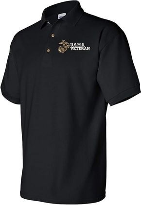 USMC Veteran Black 50/50 Polo X-Large