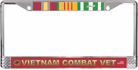 USMC Vietnam Combat Veteran 3-Ribbon Stack License Plate Frame