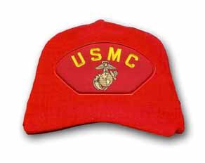 U.S.M.C. with EGA Low-Profile Made in USA Red Cotton Twill Cap
