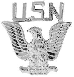 USN EAGLE SILVER 7/8" LAPEL PIN
