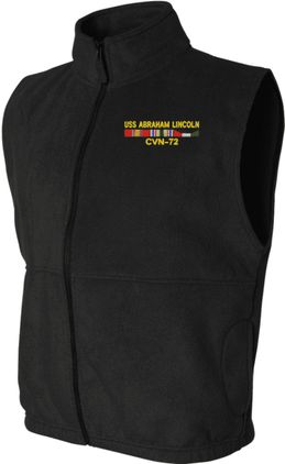 USS Abraham Lincoln CVN-72 with Desert Storm Ribbons (Kuwait) Black Fleece Vest Large