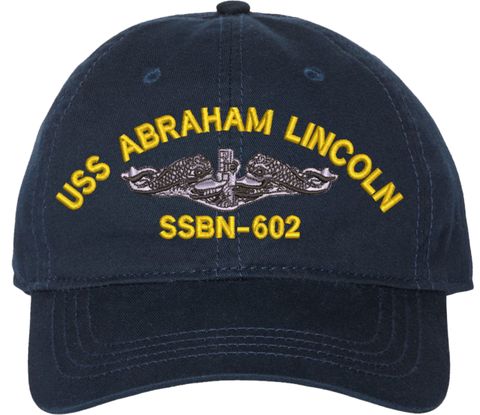 USS Abraham Lincoln SSBN-602 with Dolphins Unstructured Dad Cap