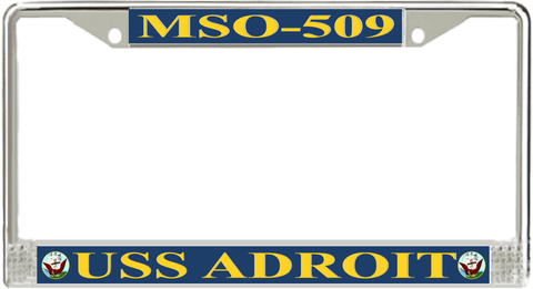 USS Adroit MSO-509 License Plate Frame