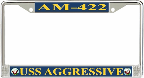 USS Aggressive AM-422 License Plate Frame