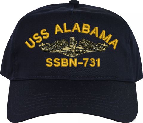 USS Alabama SSBN-731 with Gold Dolphins Embroidered Cap