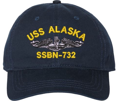 USS Alaska SSBN-732 with Dolphins Unstructured Dad Cap