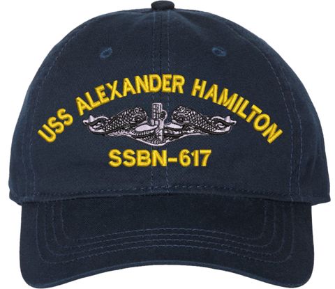 USS Alexander Hamilton SSBN-617 with Dolphins Unstructured Dad Cap