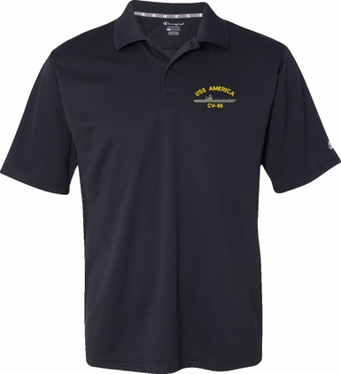 USS America CV-66 Moisture Wicking Polo