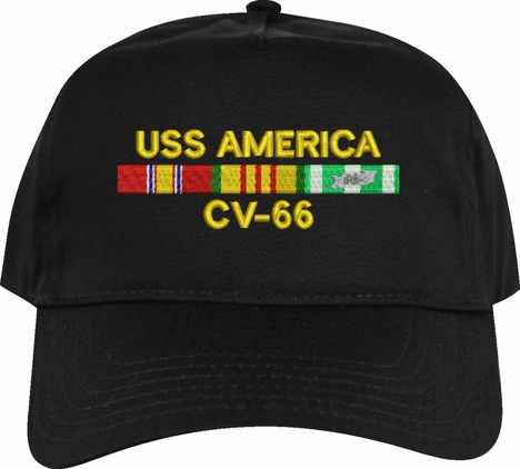 USS America CV-66 with Vietnam Service Ribbons Embroidered Cap