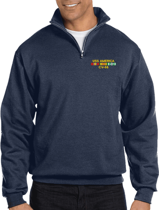 USS America CV-66 with Vietnam Service Ribbons Quarter-Zip Pullover