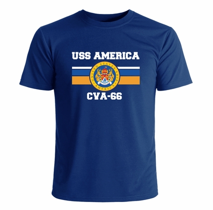 USS America CVA-66 Crest Navy Blue Short Sleeve T-Shirt Large