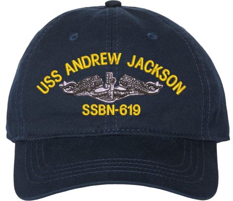 USS Andrew Jackson SSBN-619 with Dolphins Unstructured Dad Cap