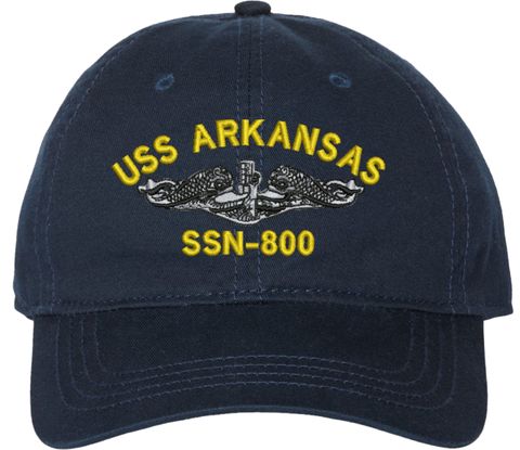 USS Arkansas SSN-800 with Dolphins Unstructured Dad Cap