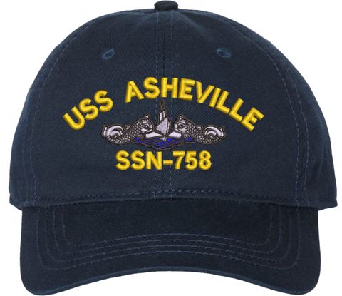 USS Ashville SSN-758 with Dolphins Unstructured Dad Cap