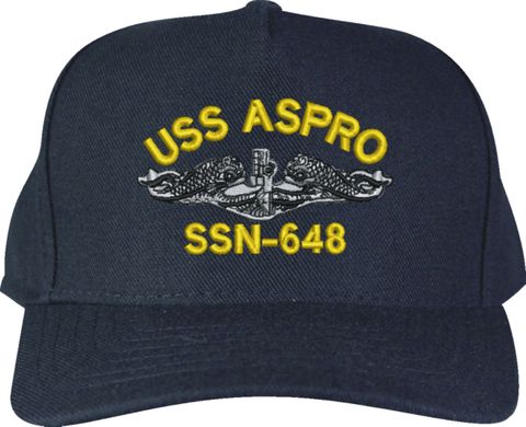 USS Aspro SSN-648 Navy Blue High Profile Cap (Made in the USA)