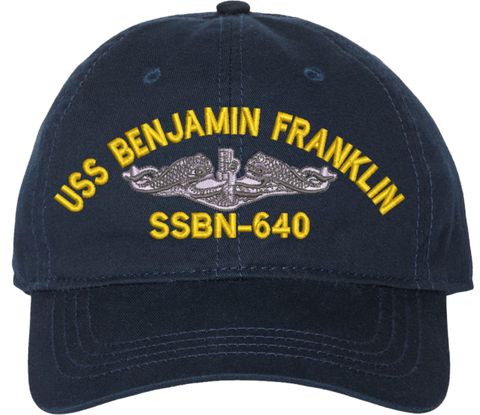 USS Benjamin Franklin SSBN-640 with Dolphins Unstructured Dad Cap