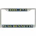 USS Bennett DD-473 License Plate Frame