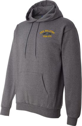 USS Billfish SSN-676 w/ Silver Dolphins Charcoal Hoodie X-Large