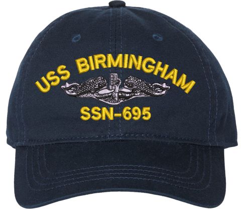 USS Birmingham SSN-695 with Dolphins Unstructured Dad Cap