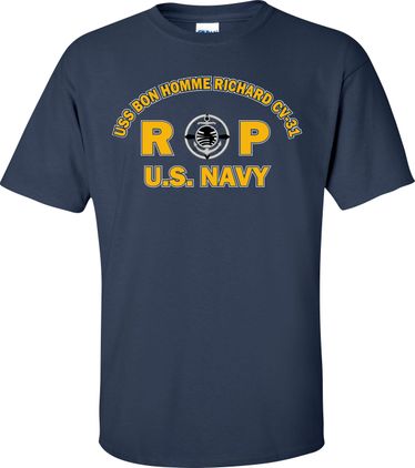 USS BON HOMME RICHARD CV-31 RP Navy Blue Short Sleeve T-Shirt Large