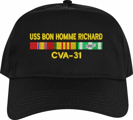 USS Bon Homme Richard CVA-31 with Vietnam Service Ribbons Embroidered Cap
