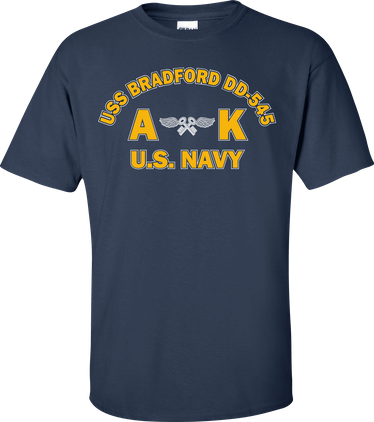USS BRADFORD DD-545 Rate AK Aviation Storekeeper T-Shirt
