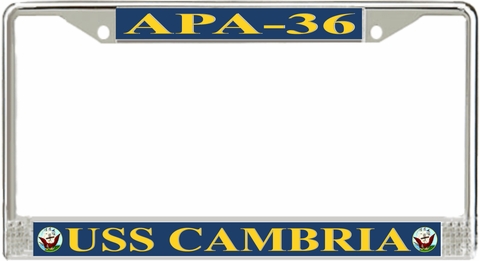 USS Cambria APA-36 License Plate Frame