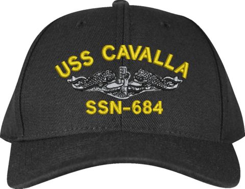 USS Cavalla SSN-684 (Silver Dolphins) Black Low Profile Cap (Made in the USA)