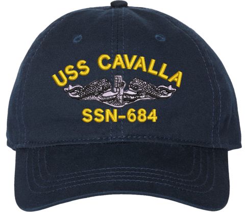 USS Cavalla SSN-684 with Dolphins Unstructured Dad Cap