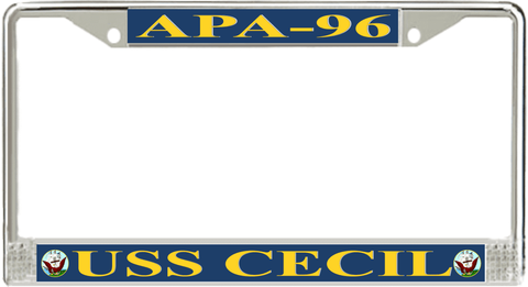 USS Cecil APA-96 License Plate Frame