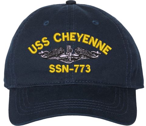 USS Cheyenne SSN-773 with Dolphins Unstructured Dad Cap