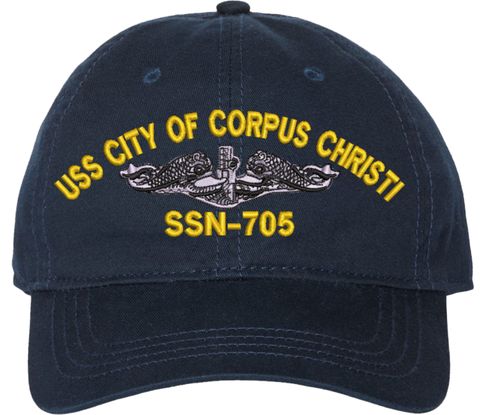 USS City Of Corpus Christi SSN-705 with Dolphins Unstructured Dad Cap