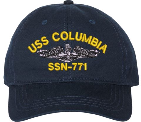 USS Columbia SSN-771 with Dolphins Unstructured Dad Cap