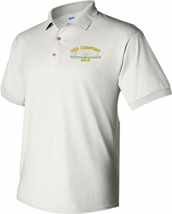 USS Comfort AH-6 White Polo Large