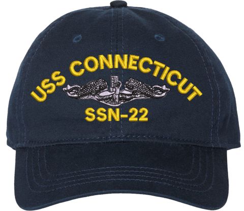 USS Connecticut SSN-22 with Dolphins Unstructured Dad Cap