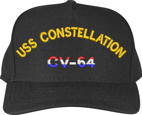 USS Constellation CV-64 Red, White, & Blue Custom Embroidered Cap